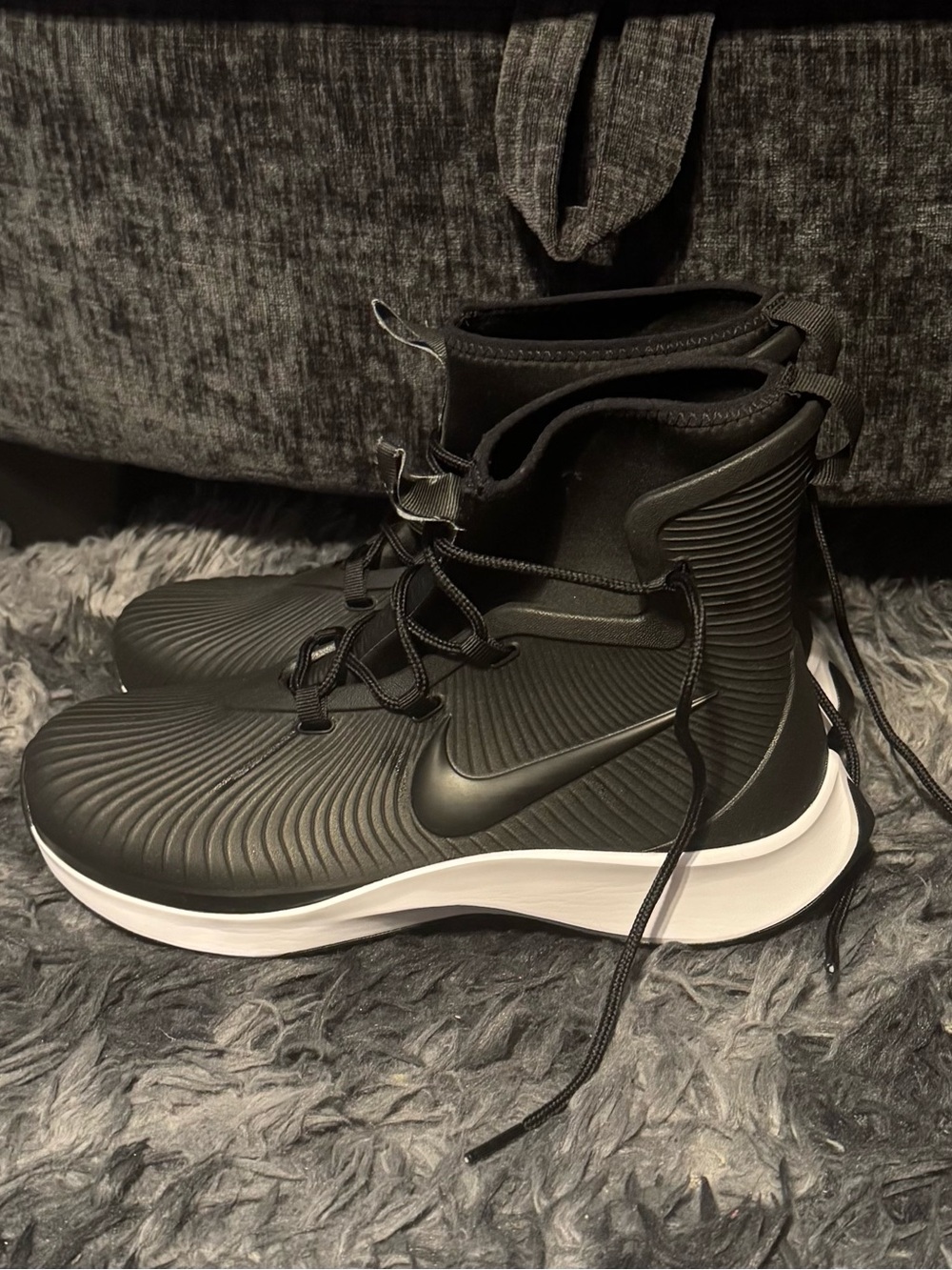 Nike Youth Puddle Protect Black and White High-Top Athletic Sneakers